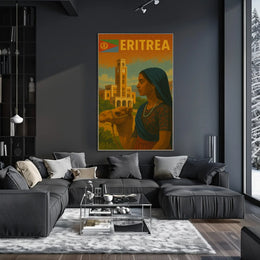 Eritrean Cultural Heritage Camel Scene Retro Poster PosterGoat