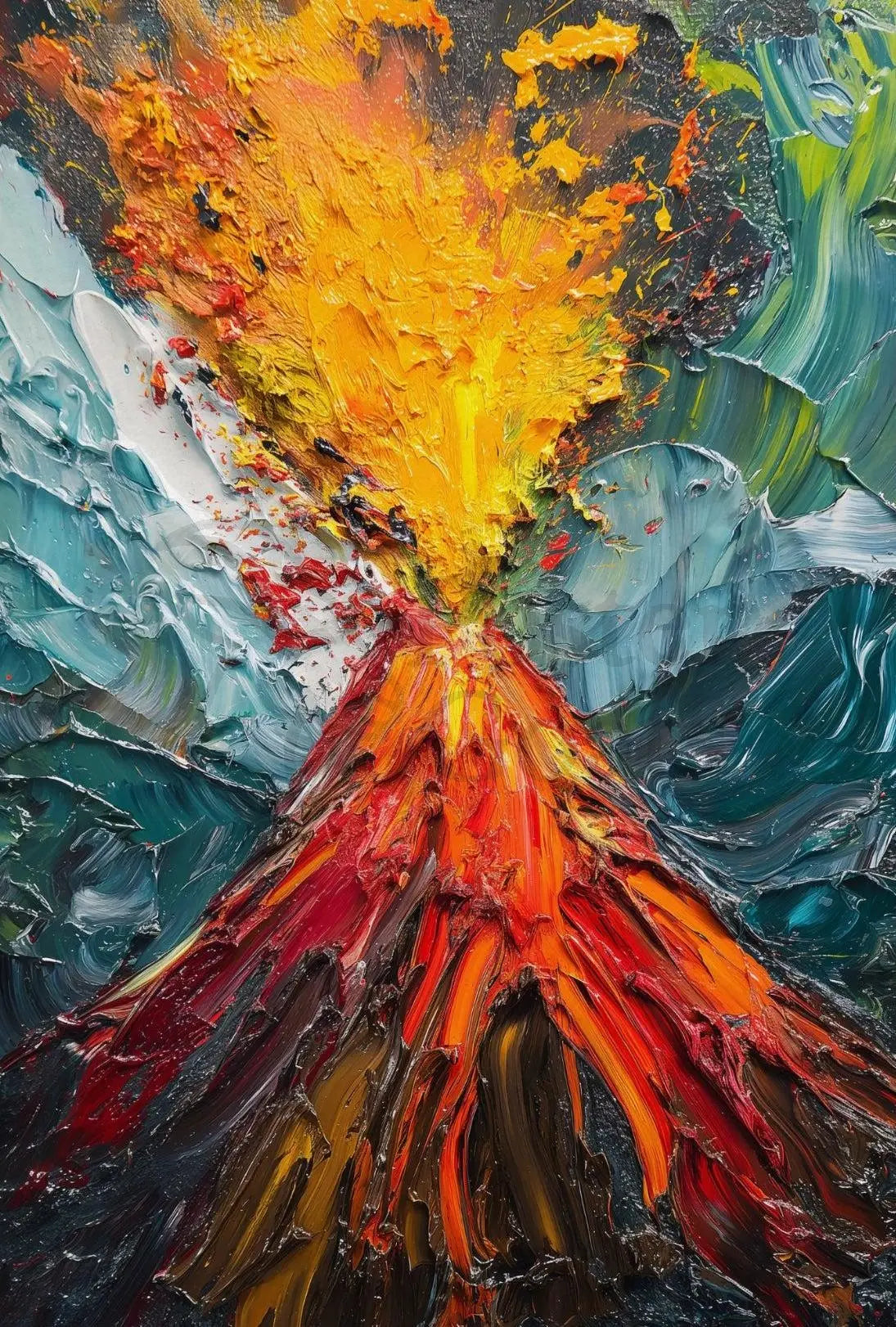 Erupting Volcano Nature's Power Abstract Artistic Poster PosterGoat