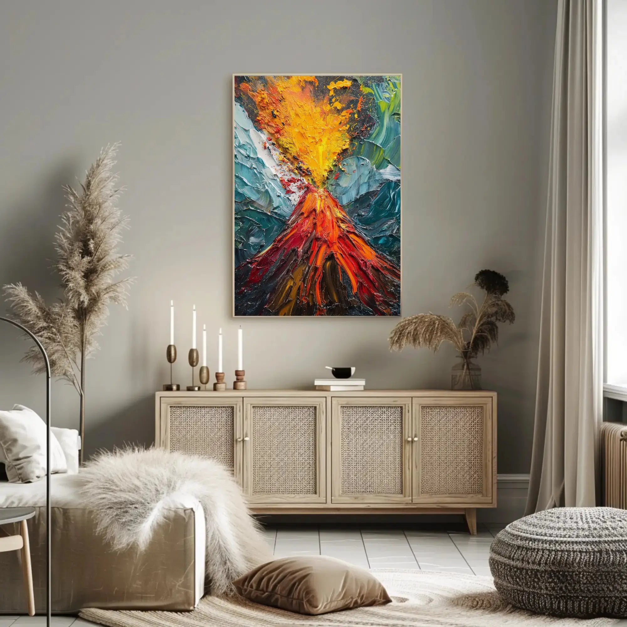 Erupting Volcano Nature's Power Abstract Artistic Poster PosterGoat