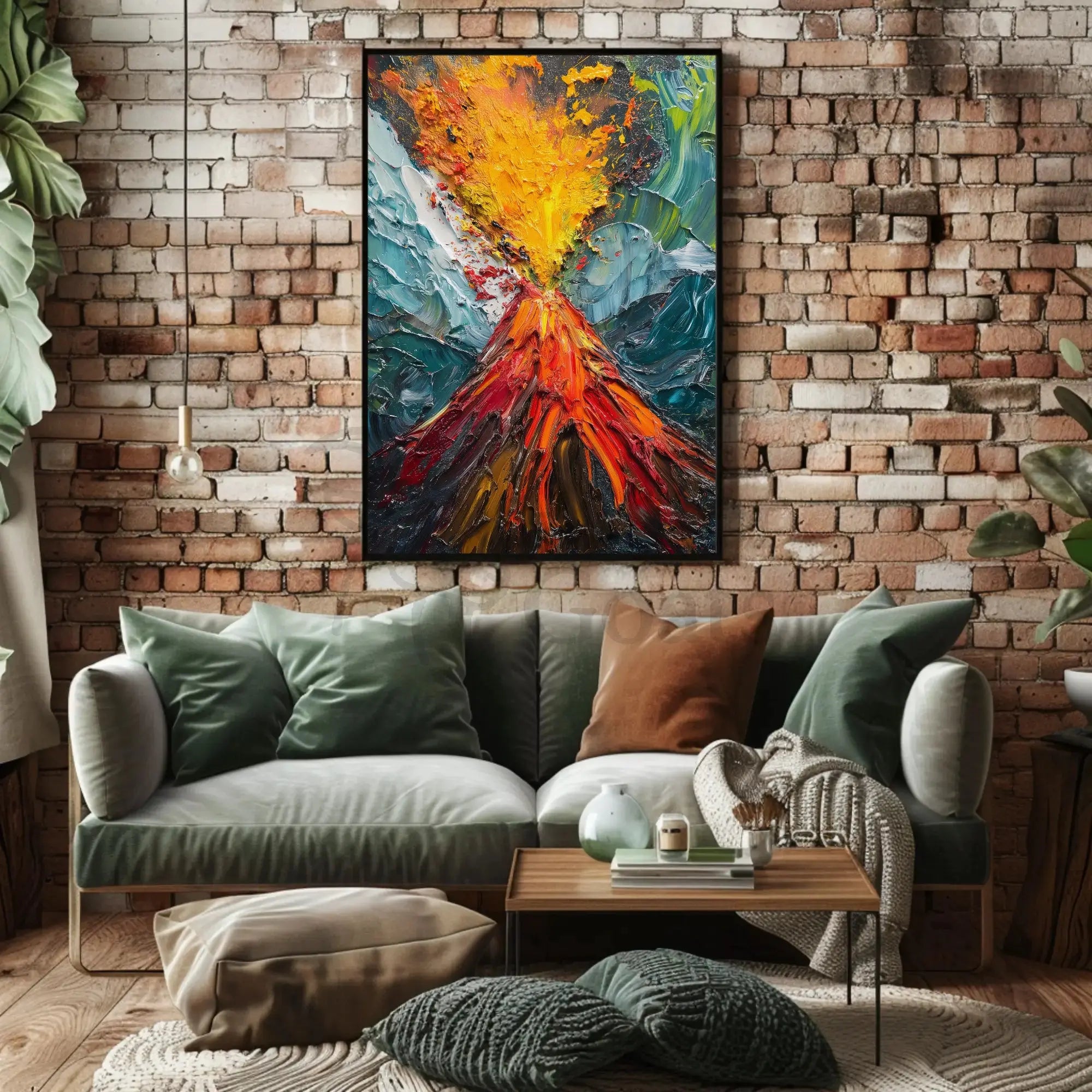 Erupting Volcano Nature's Power Abstract Artistic Poster PosterGoat