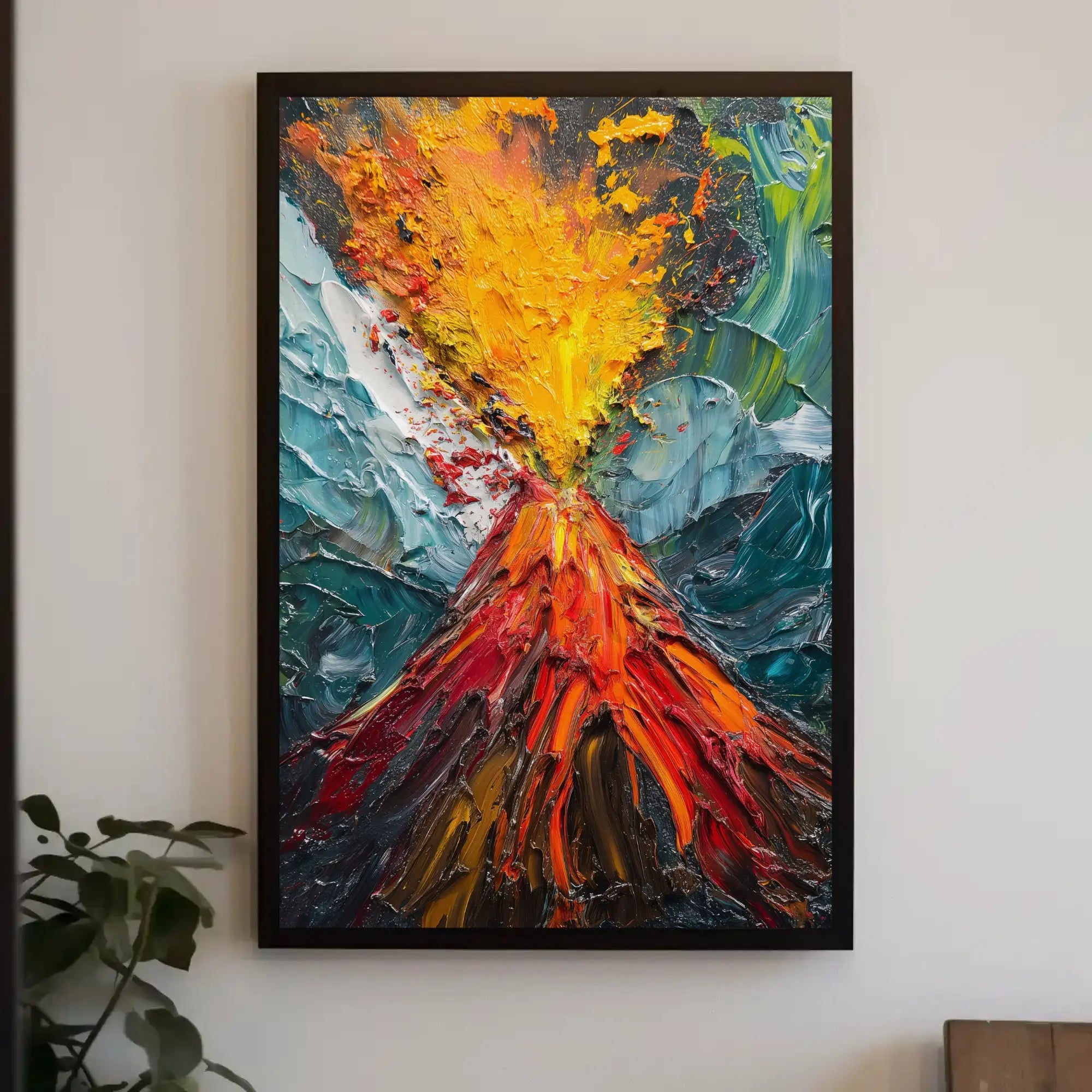 Erupting Volcano Nature's Power Abstract Artistic Poster PosterGoat