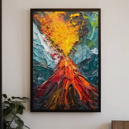 Erupting Volcano Nature's Power Abstract Artistic Poster PosterGoat
