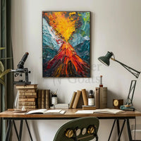 Erupting Volcano Nature's Power Abstract Artistic Poster PosterGoat