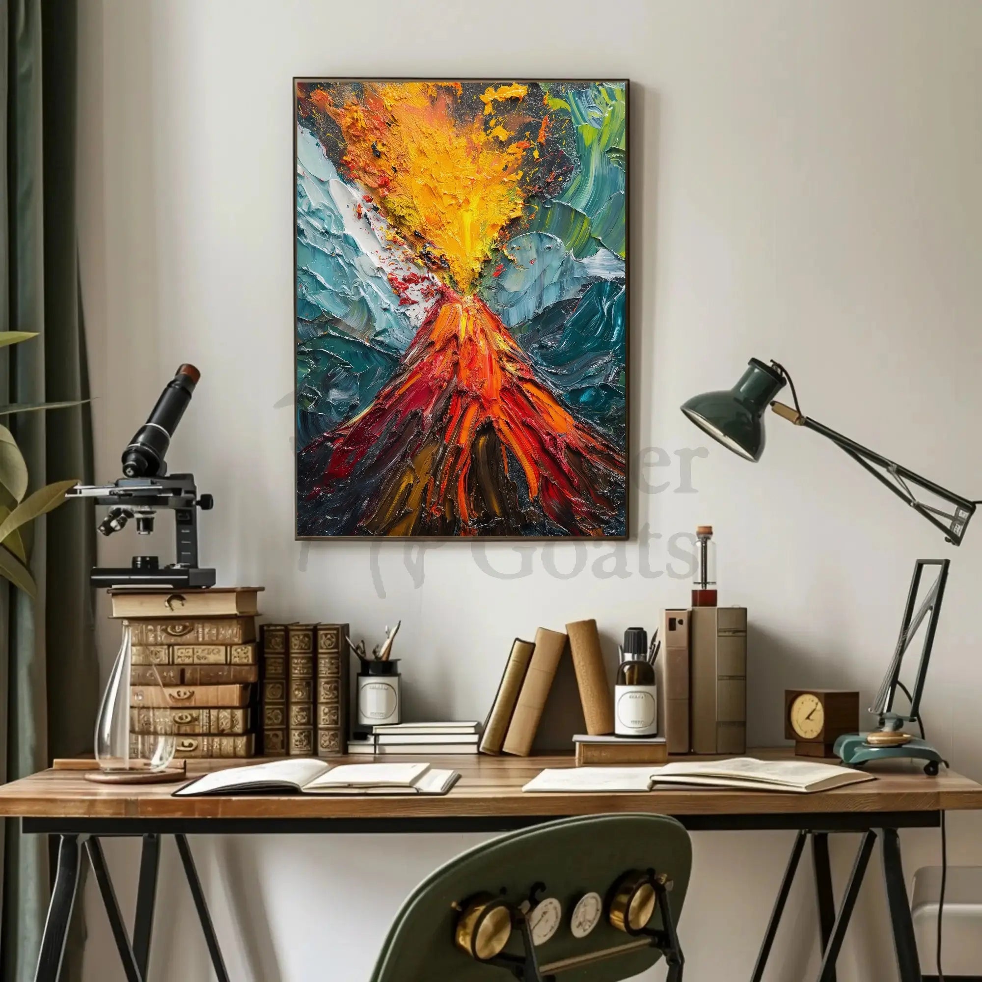 Erupting Volcano Nature's Power Abstract Artistic Poster PosterGoat