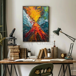 Erupting Volcano Nature's Power Abstract Artistic Poster PosterGoat