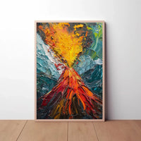 Erupting Volcano Nature's Power Abstract Artistic Poster PosterGoat