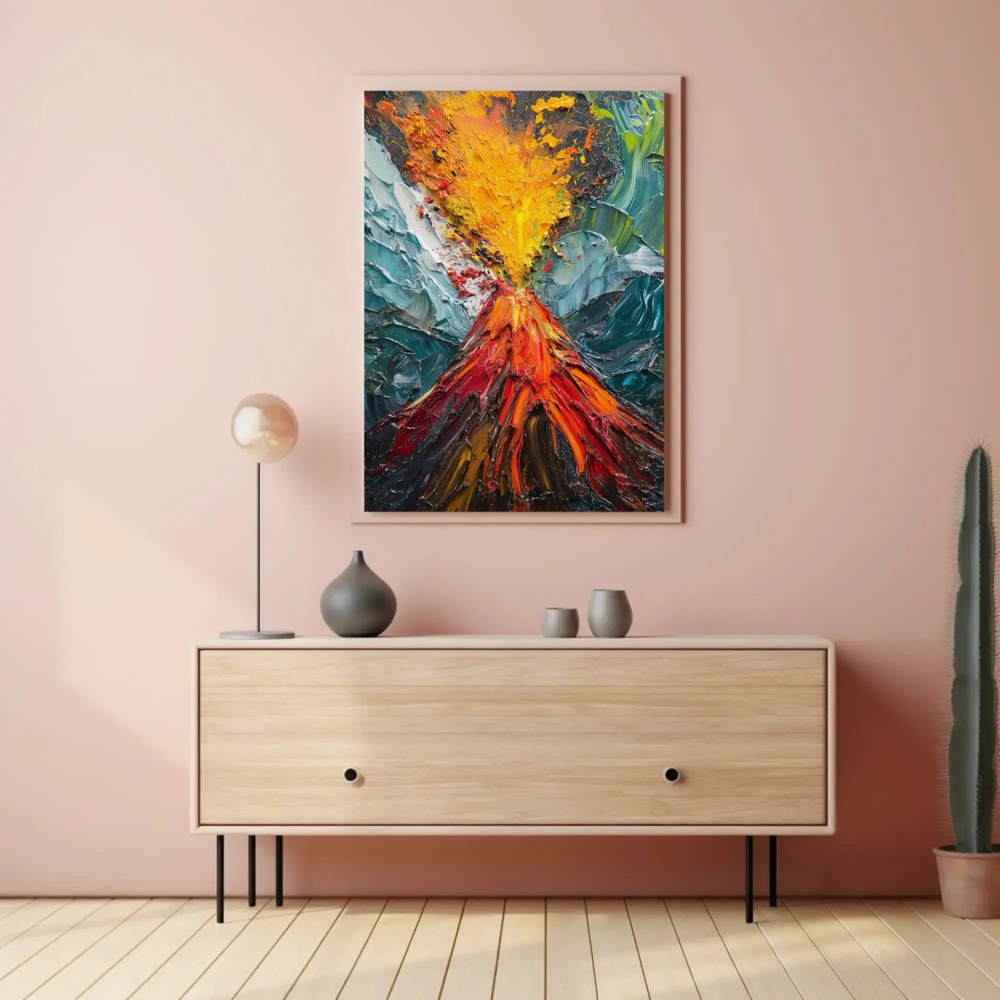 Erupting Volcano Nature's Power Abstract Artistic Poster PosterGoat