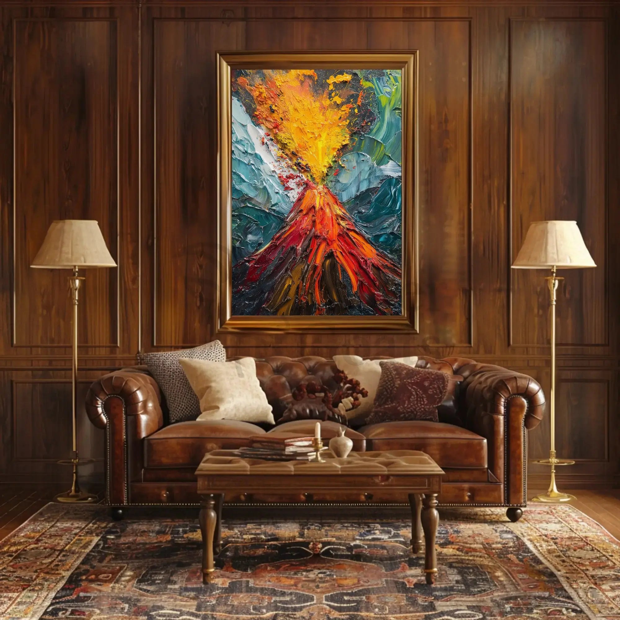 Erupting Volcano Nature's Power Abstract Artistic Poster PosterGoat