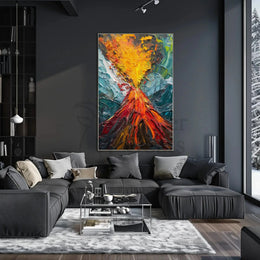 Erupting Volcano Nature's Power Abstract Artistic Poster PosterGoat