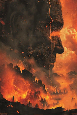 Eruptive Awakening: A Surreal Fiery Futuristic Sci-Fi Poster PosterGoat