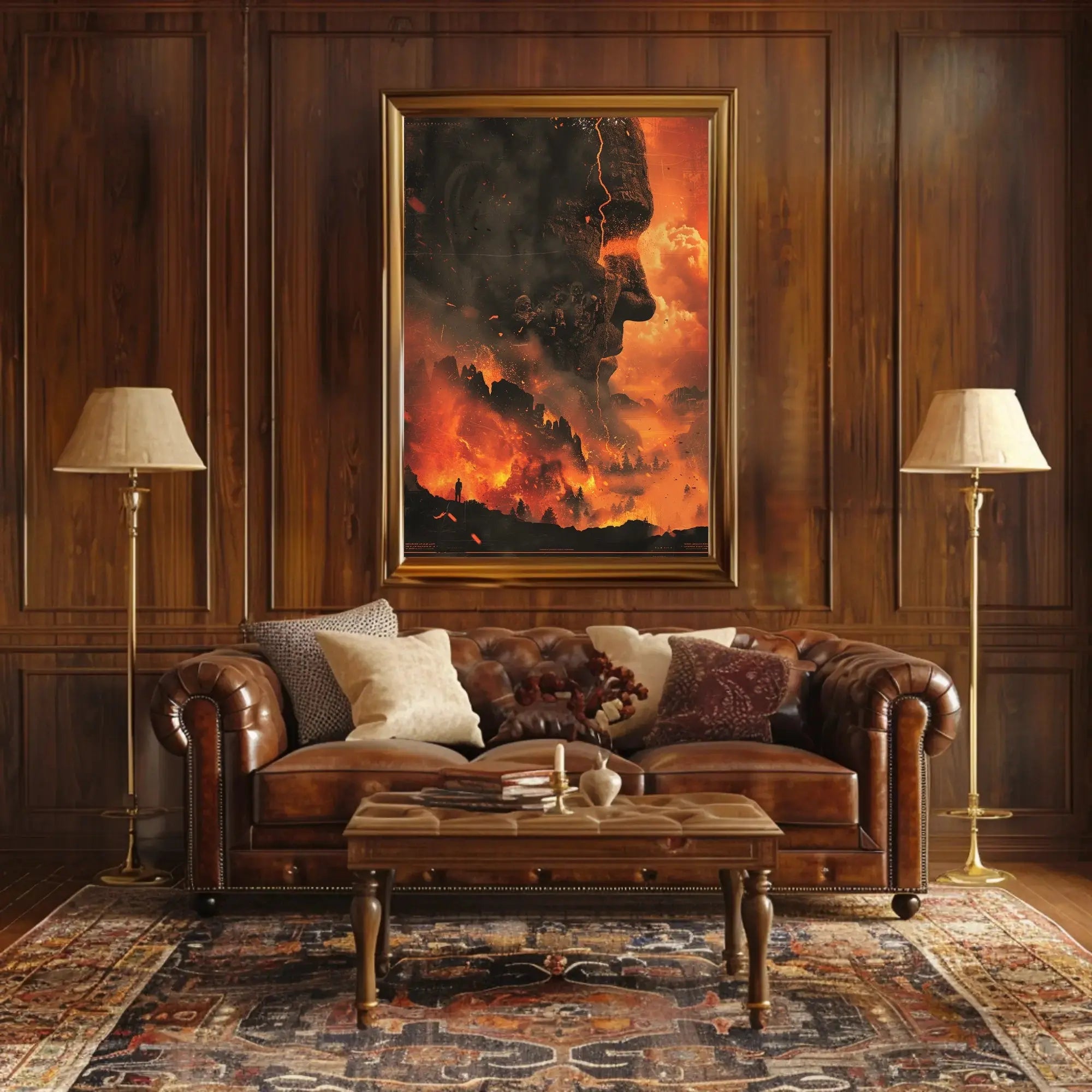 Eruptive Awakening: A Surreal Fiery Futuristic Sci-Fi Poster PosterGoat