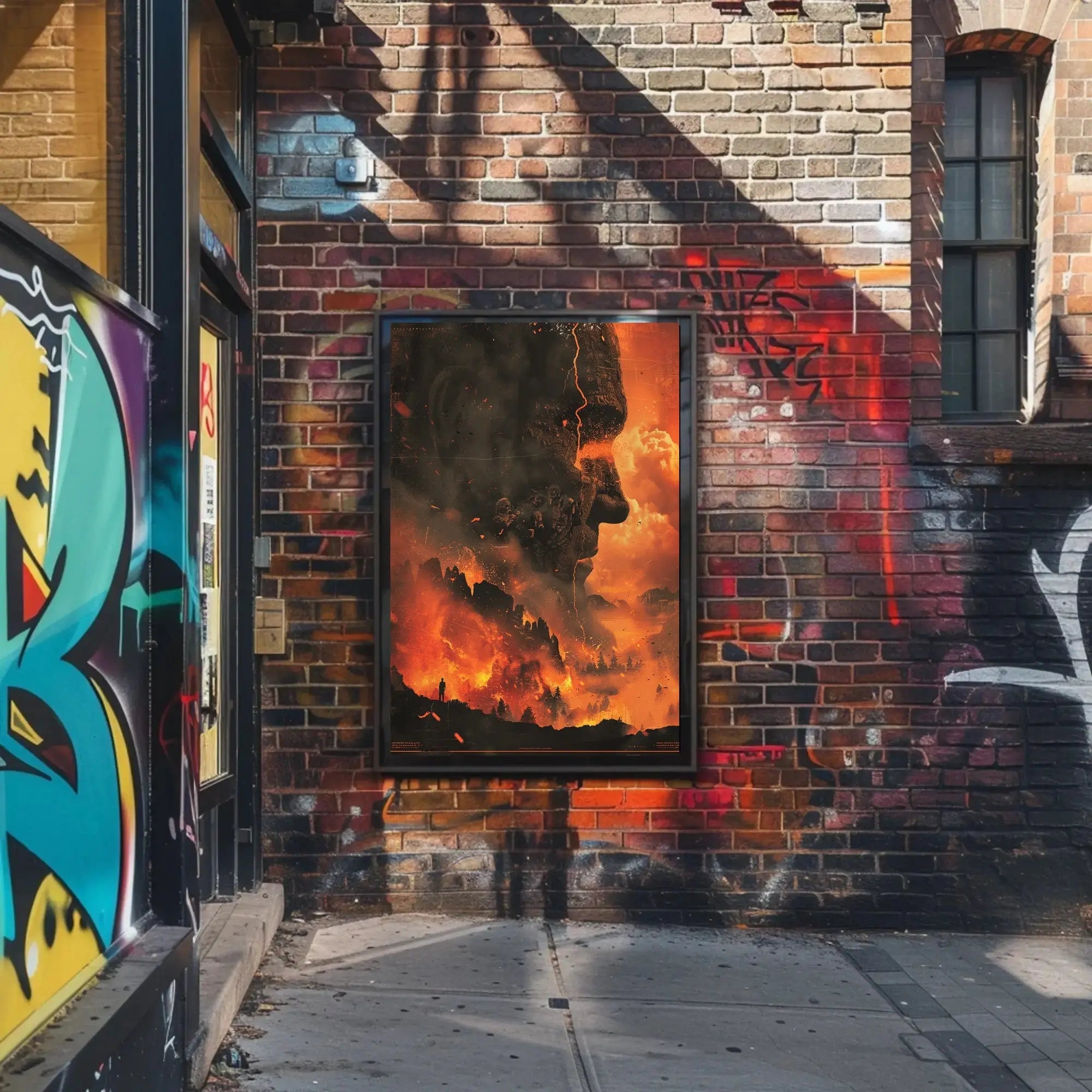 Eruptive Awakening: A Surreal Fiery Futuristic Sci-Fi Poster PosterGoat