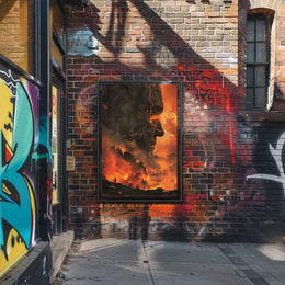 Eruptive Awakening: A Surreal Fiery Futuristic Sci-Fi Poster PosterGoat