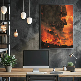 Eruptive Awakening: A Surreal Fiery Futuristic Sci-Fi Poster PosterGoat