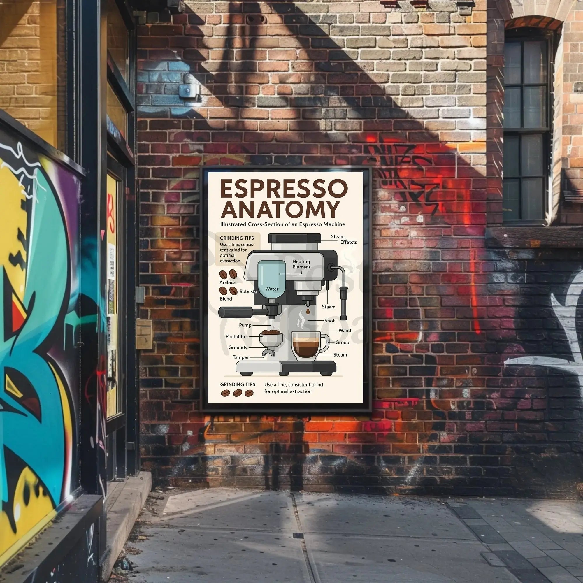Espresso Machine Anatomy: Modern Coffee Art Poster PosterGoat