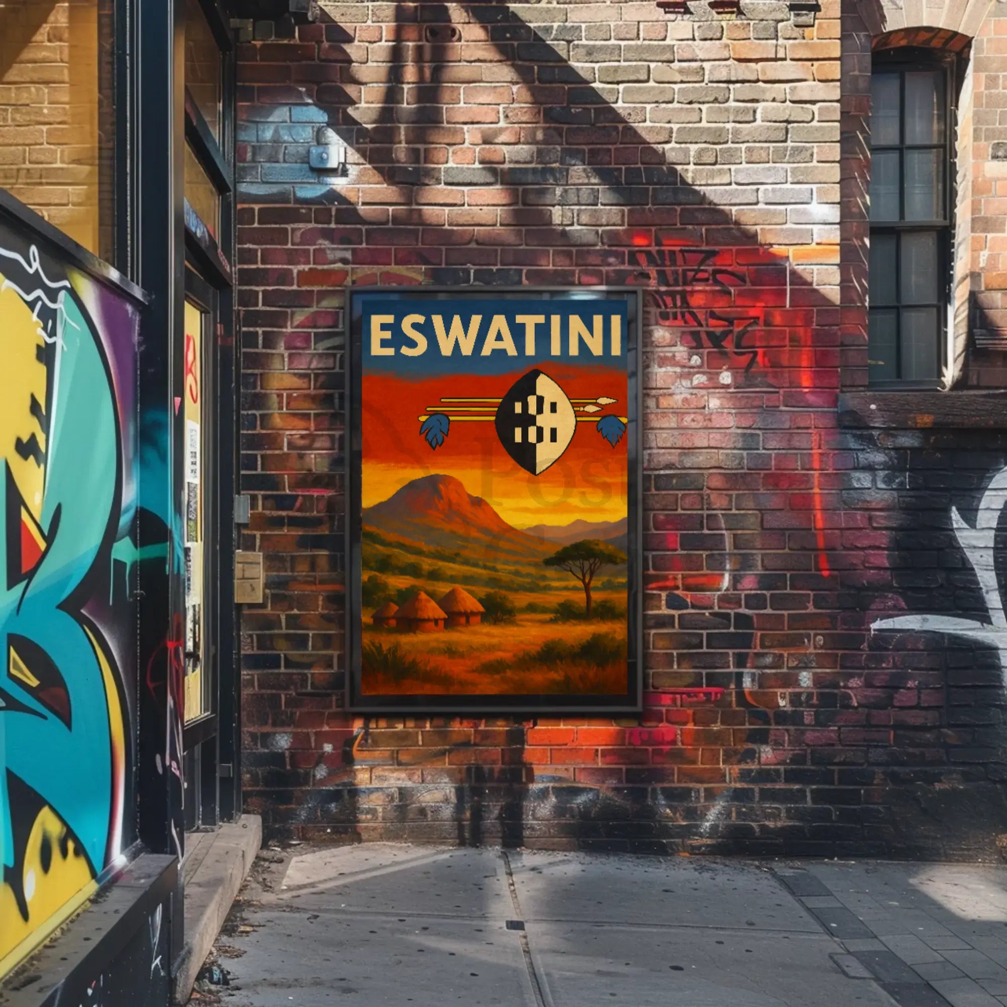 Eswatini Landscape Vintage Travel Poster PosterGoat