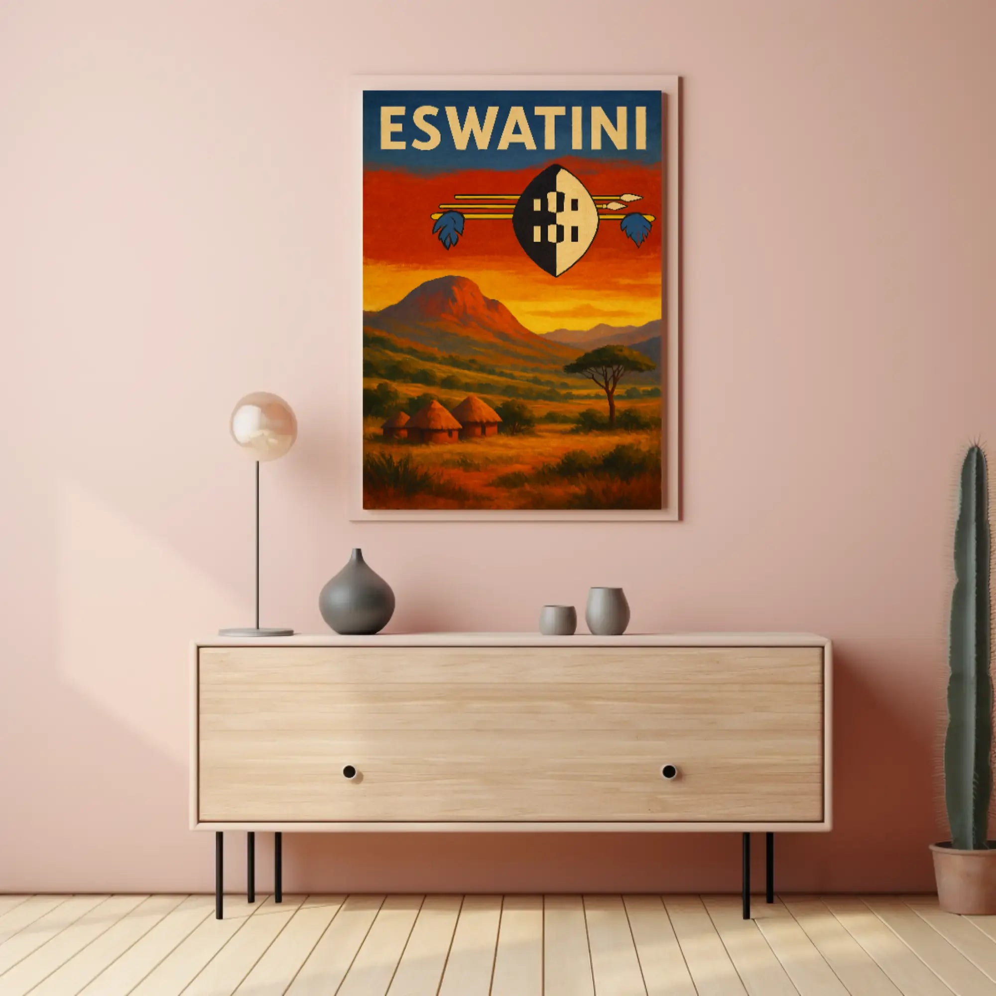 Eswatini Landscape Vintage Travel Poster PosterGoat