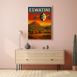 Eswatini Landscape Vintage Travel Poster PosterGoat