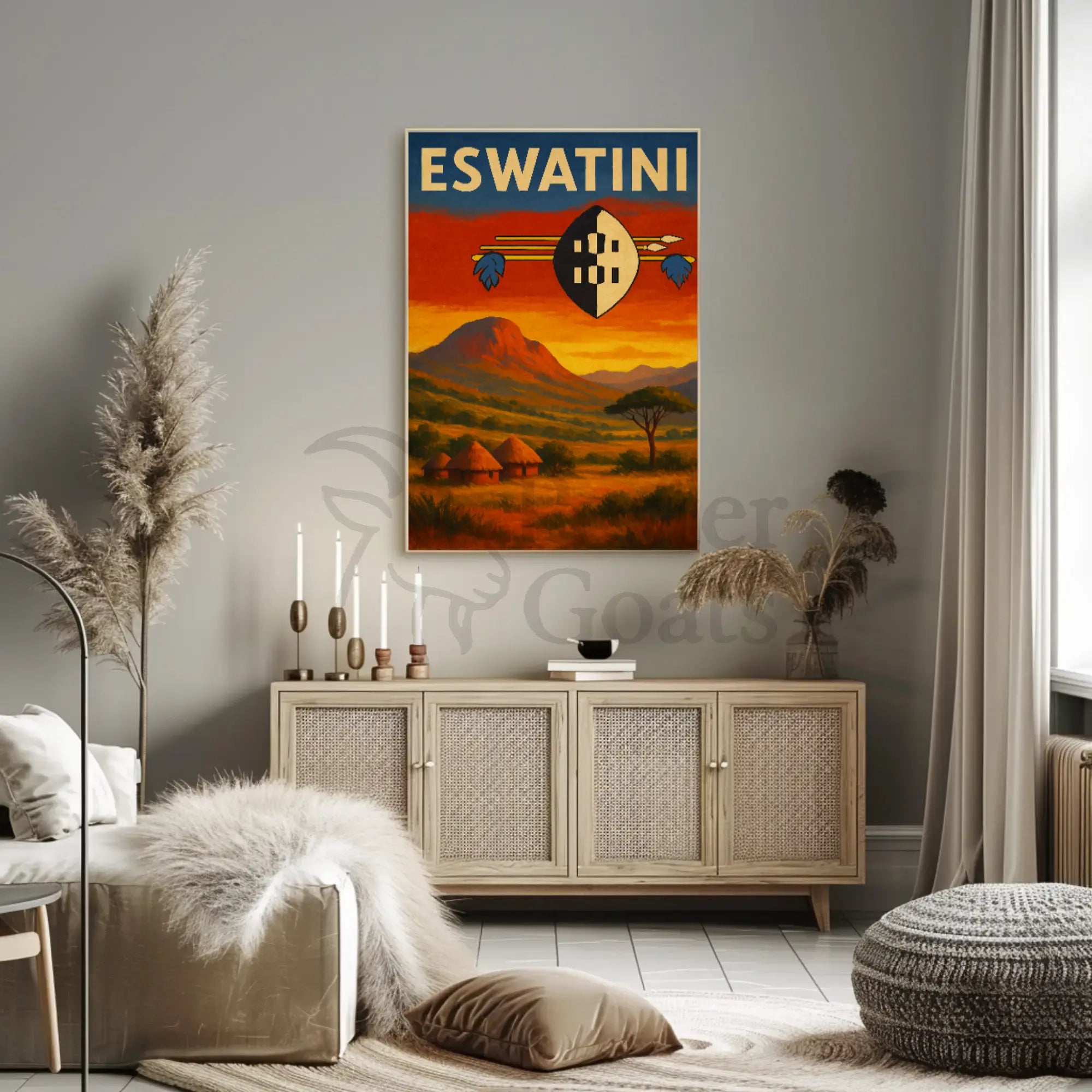 Eswatini Landscape Vintage Travel Poster PosterGoat