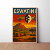 Eswatini Landscape Vintage Travel Poster PosterGoat