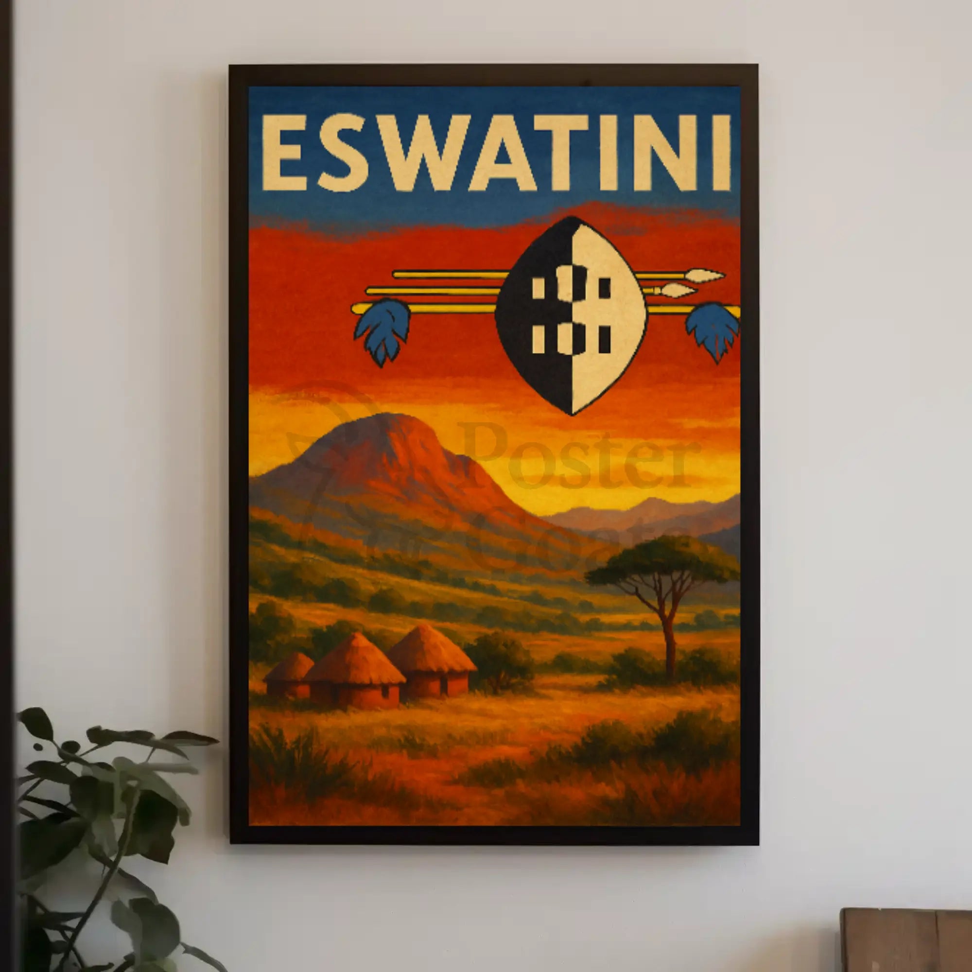 Eswatini Landscape Vintage Travel Poster PosterGoat