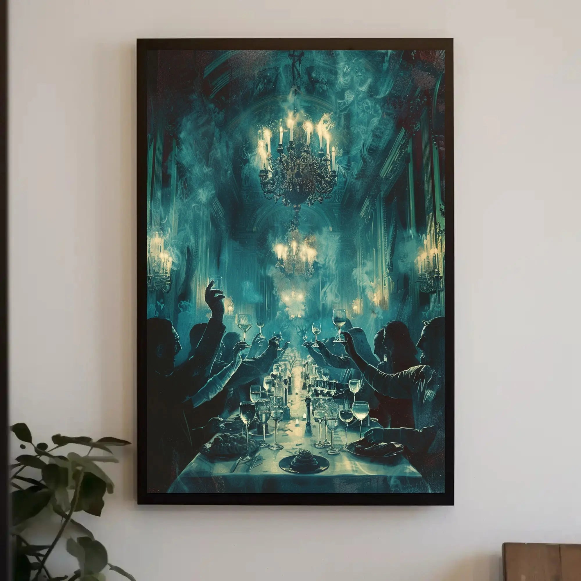 Ethereal Banquet in a Mystical Mansion Artistic Poster PosterGoat
