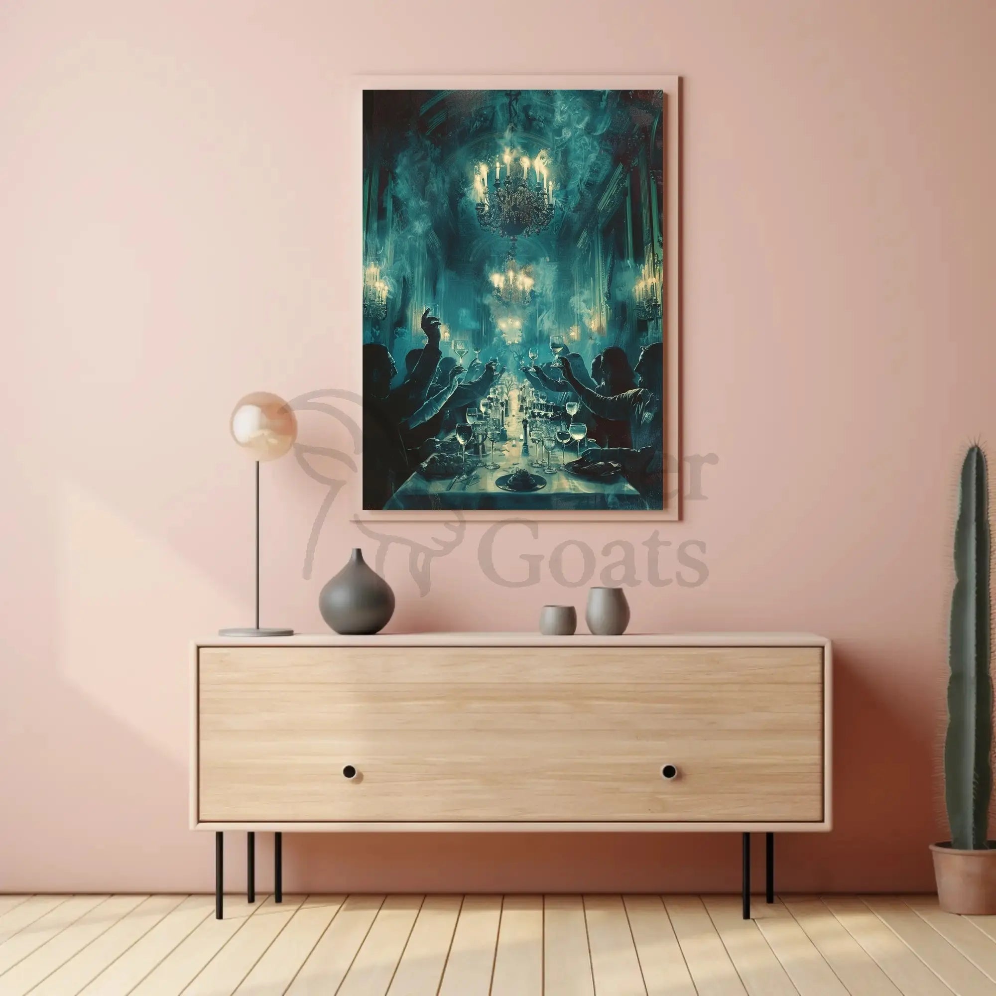Ethereal Banquet in a Mystical Mansion Artistic Poster PosterGoat