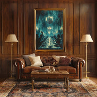 Ethereal Banquet in a Mystical Mansion Artistic Poster PosterGoat