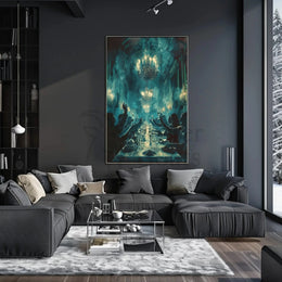 Ethereal Banquet in a Mystical Mansion Artistic Poster PosterGoat