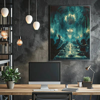 Ethereal Banquet in a Mystical Mansion Artistic Poster PosterGoat