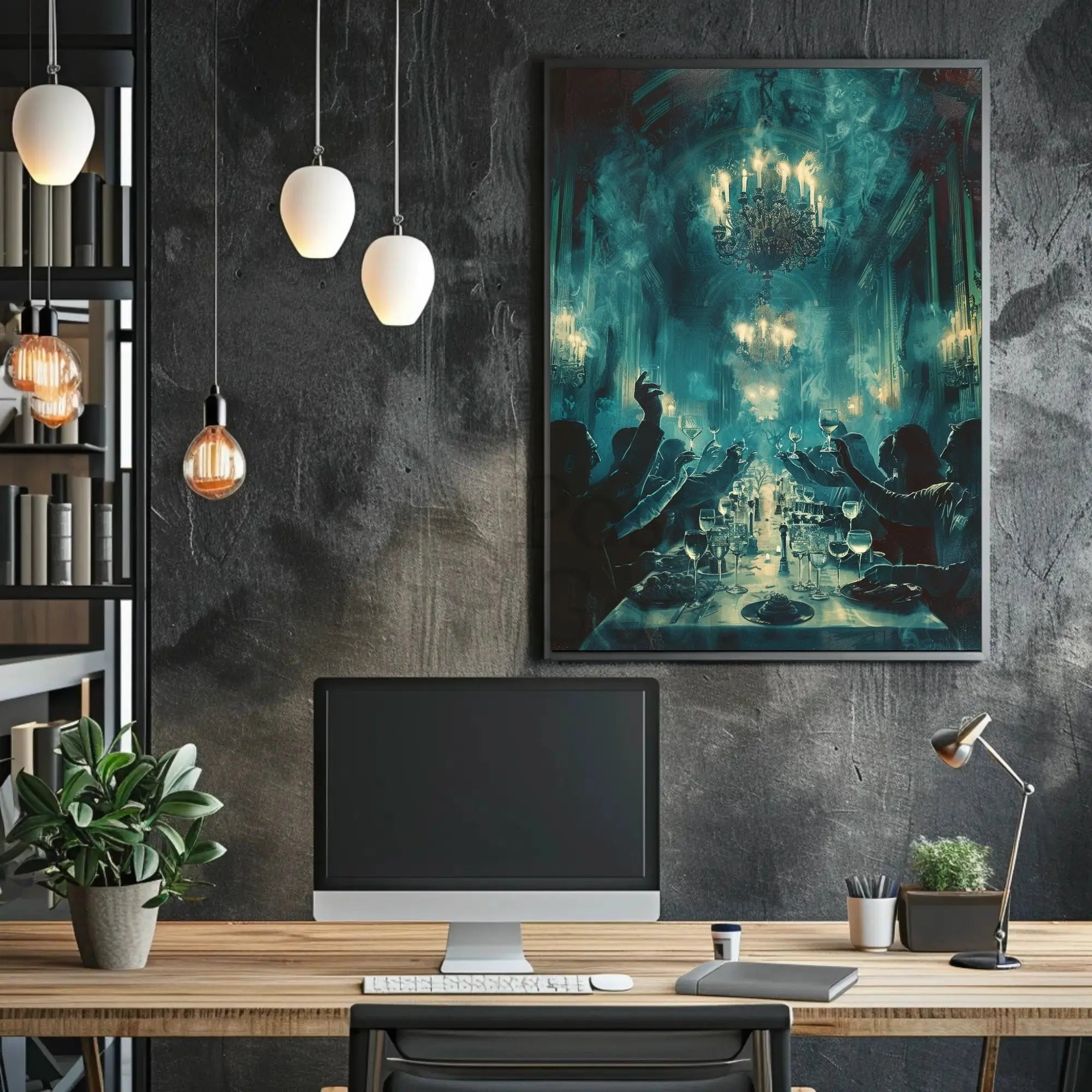 Ethereal Banquet in a Mystical Mansion Artistic Poster PosterGoat