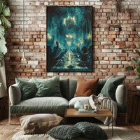 Ethereal Banquet in a Mystical Mansion Artistic Poster PosterGoat
