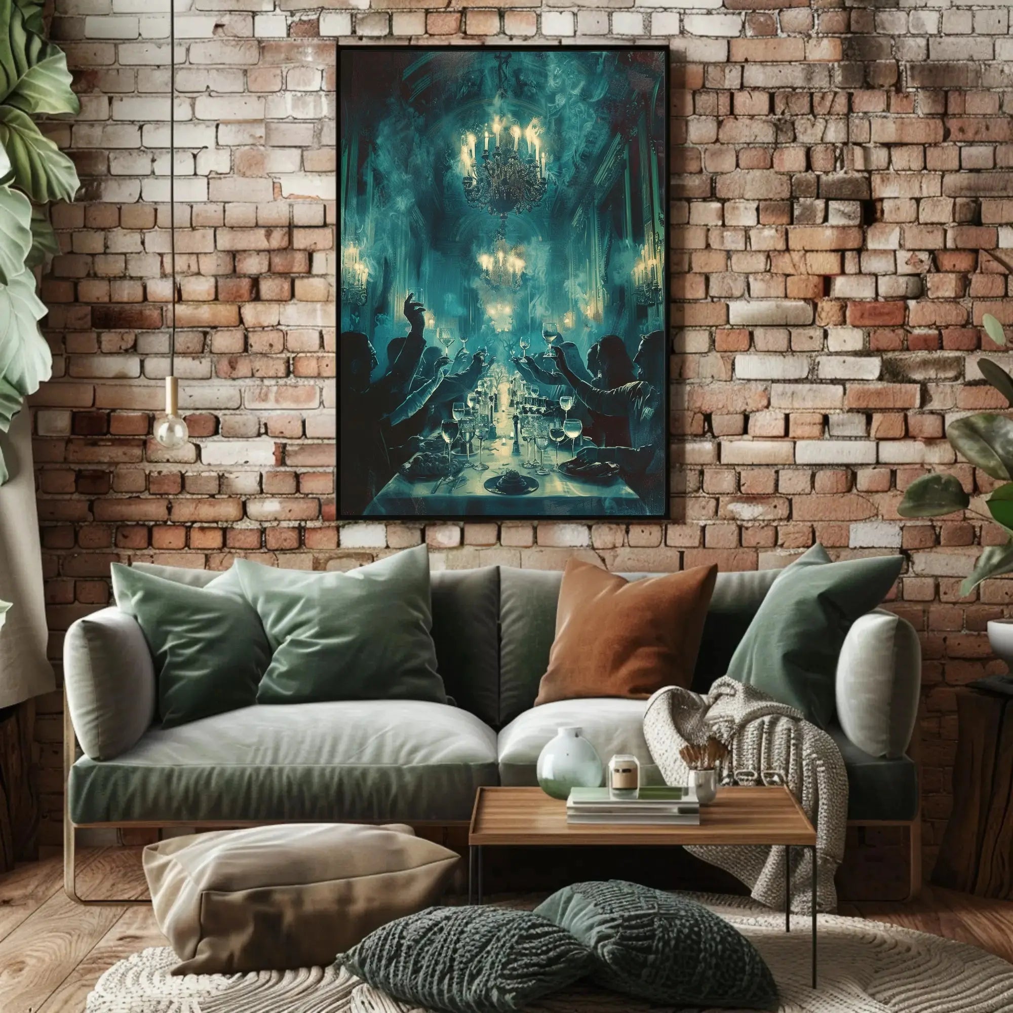 Ethereal Banquet in a Mystical Mansion Artistic Poster PosterGoat
