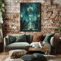 Ethereal Banquet in a Mystical Mansion Artistic Poster PosterGoat