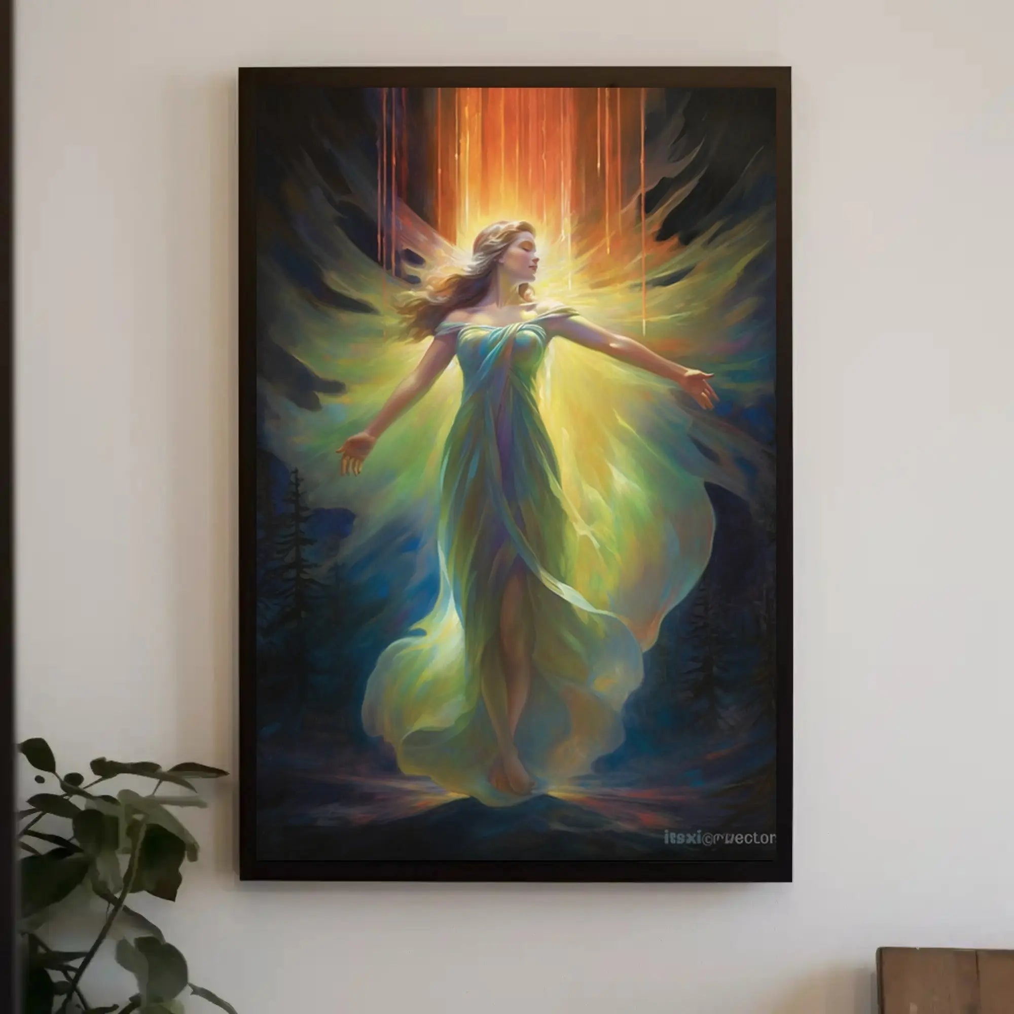 Ethereal Celestial Figure in Radiant Aura Artistic Poster PosterGoat