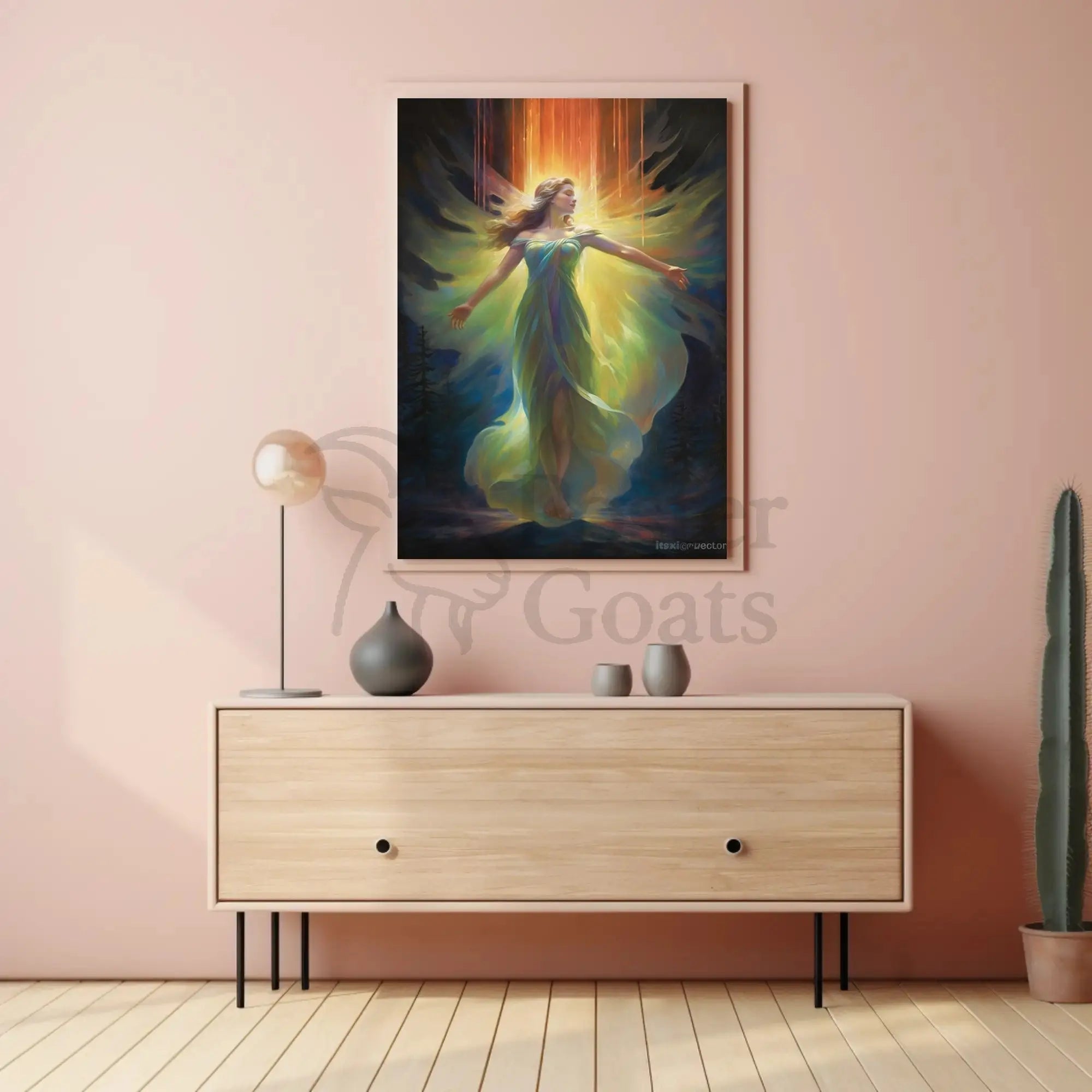 Ethereal Celestial Figure in Radiant Aura Artistic Poster PosterGoat