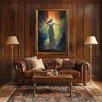 Ethereal Celestial Figure in Radiant Aura Artistic Poster PosterGoat