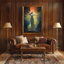 Ethereal Celestial Figure in Radiant Aura Artistic Poster PosterGoat
