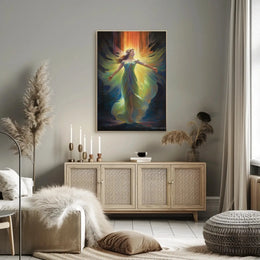 Ethereal Celestial Figure in Radiant Aura Artistic Poster PosterGoat