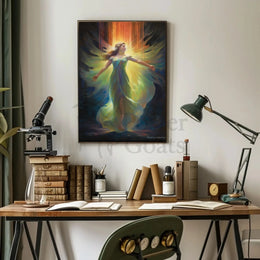 Ethereal Celestial Figure in Radiant Aura Artistic Poster PosterGoat