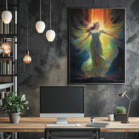 Ethereal Celestial Figure in Radiant Aura Artistic Poster PosterGoat