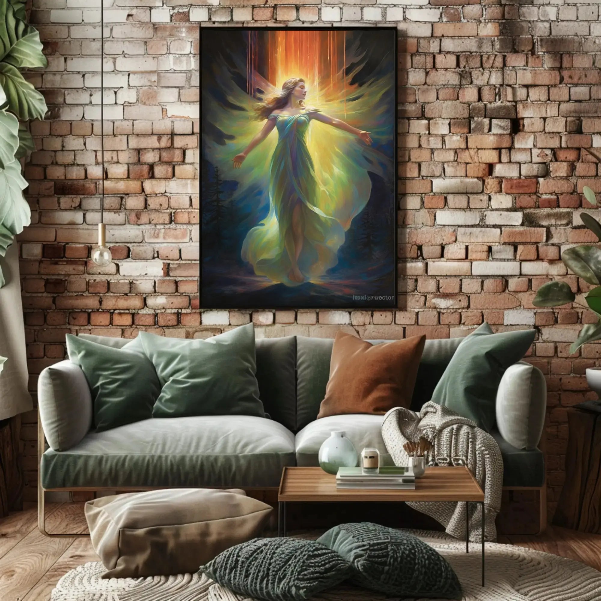 Ethereal Celestial Figure in Radiant Aura Artistic Poster PosterGoat