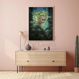Ethereal Forest Muse in Mystical Setting Artistic Poster PosterGoat