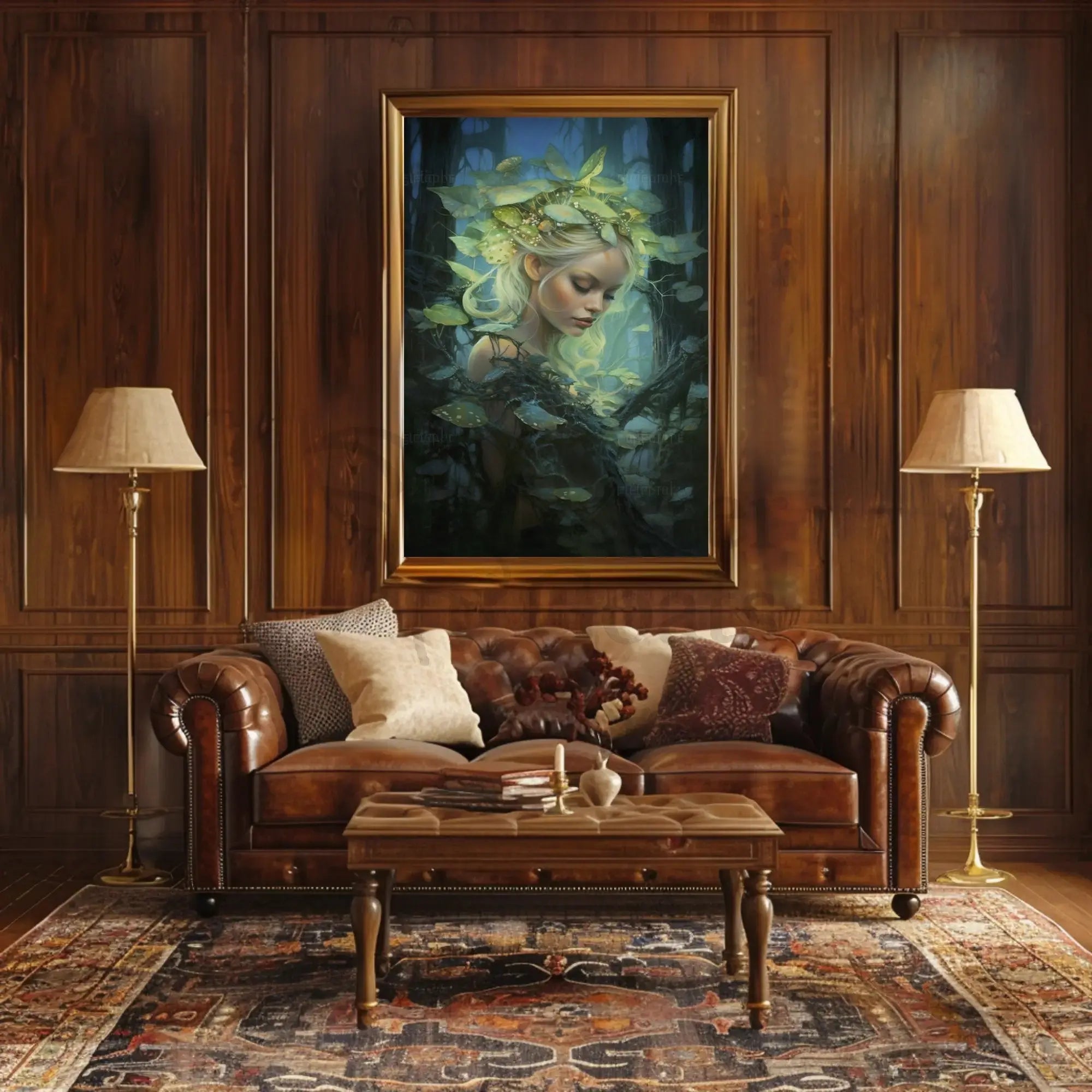 Ethereal Forest Muse in Mystical Setting Artistic Poster PosterGoat