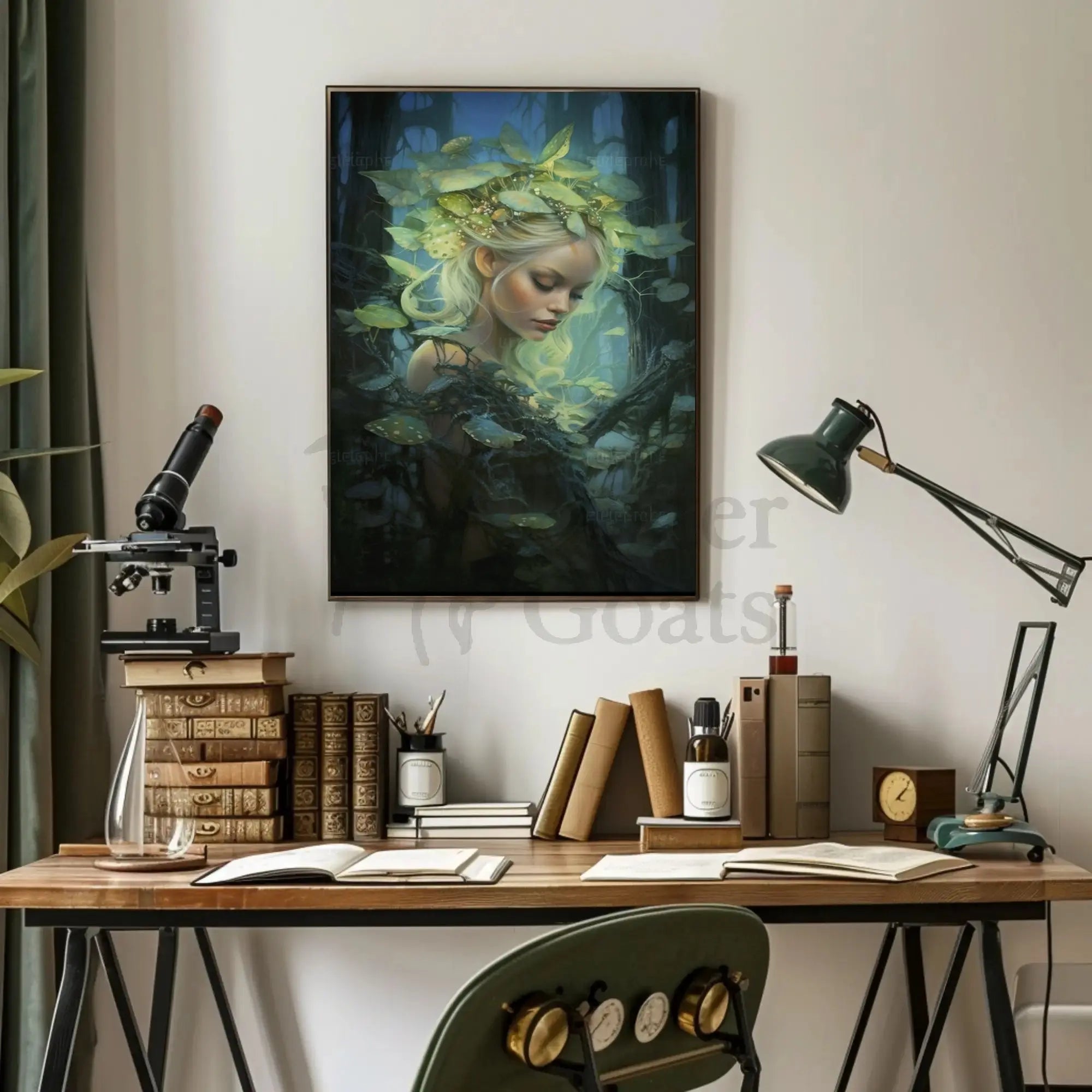 Ethereal Forest Muse in Mystical Setting Artistic Poster PosterGoat