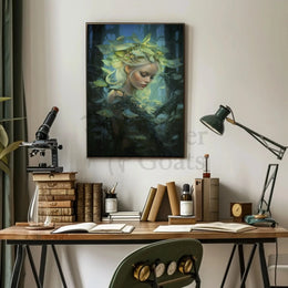Ethereal Forest Muse in Mystical Setting Artistic Poster PosterGoat