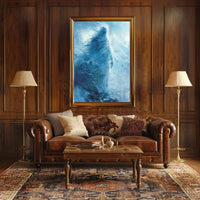 Ethereal Ghostly Presence in Wintry Artistic Poster PosterGoat