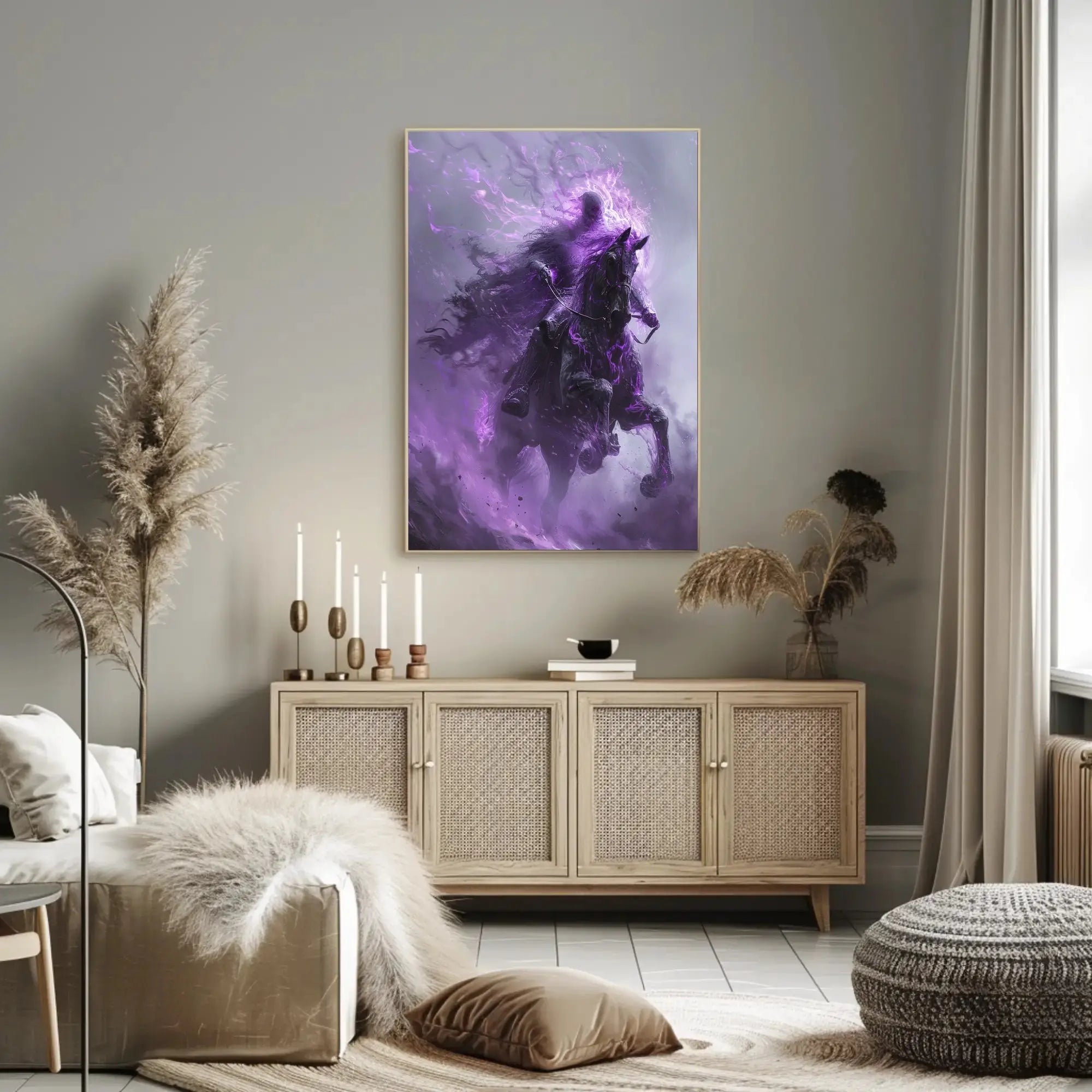 Ethereal Horseman in Misty Realm Fantasy Poster PosterGoat