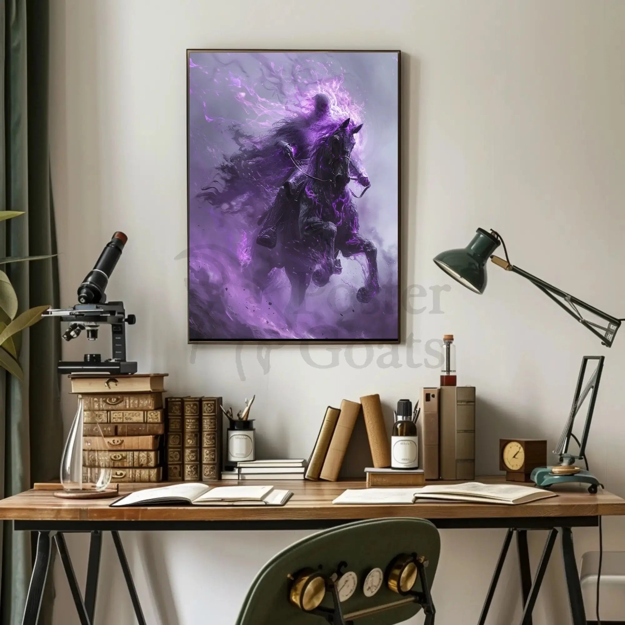 Ethereal Horseman in Misty Realm Fantasy Poster PosterGoat