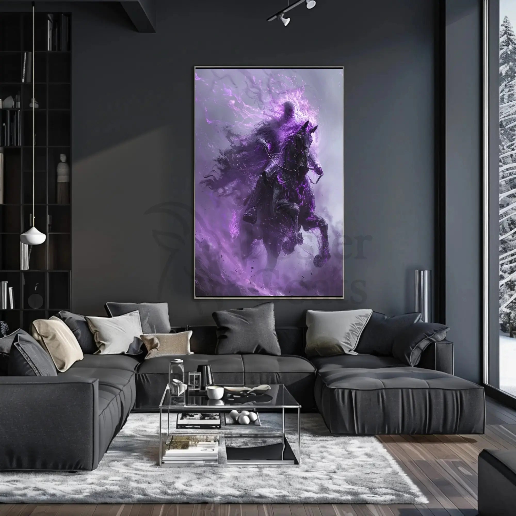 Ethereal Horseman in Misty Realm Fantasy Poster PosterGoat